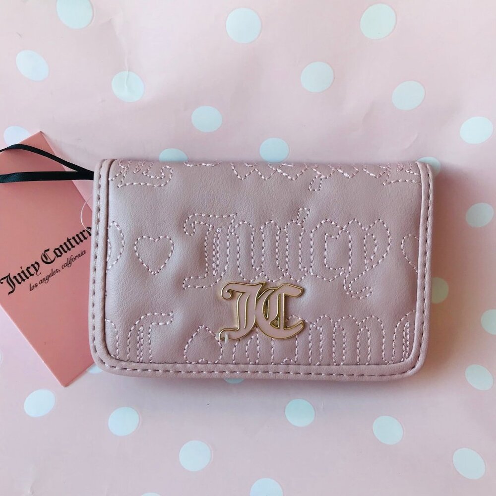 Juicy Couture Pink League Elongated Bifold Wallet  Dusty Blush  Zip coin Pocket